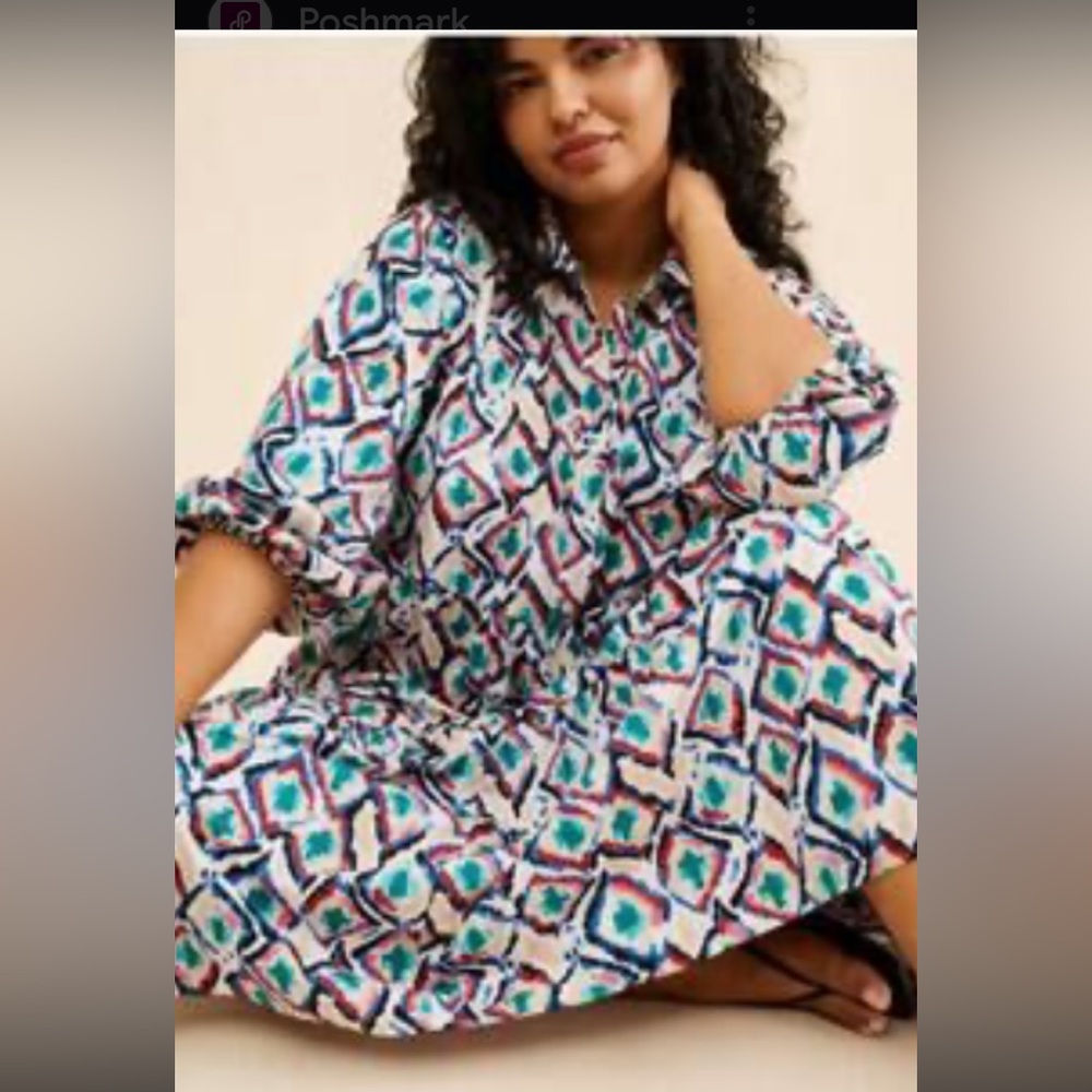 Maeve Multicolor Geometric Midi Dress - Picture 2 of 14
